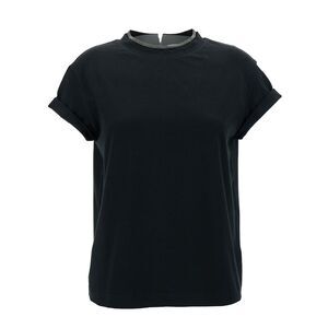 Brunello Cucinelli Women Black T-Shirt With  Monile Detail In Cotton Woman